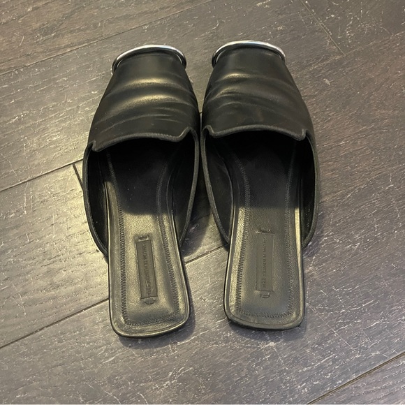 Alexander Wang Black leather Jaelle Slides slip on loafers size 38.5 - Picture 4 of 7